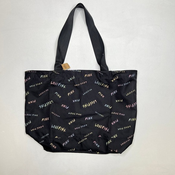 New Victoria's Secret Pink Weekender Tote Bag Rainbow Script Logo - Picture 2 of 9